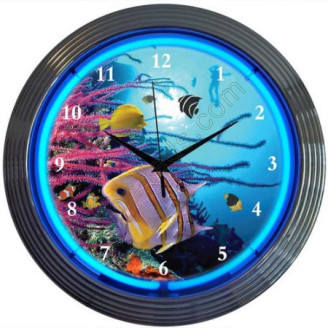 Aquarium wall neon clock