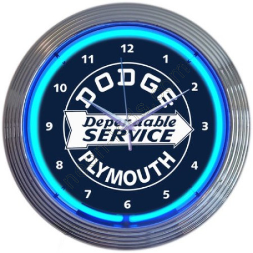Dodge Dependable Service Neon Clock-WL-NCS012