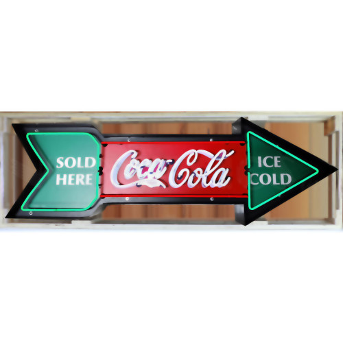 COCA-COLA ARROW NEON SIGN IN SHAPED METAL CAN