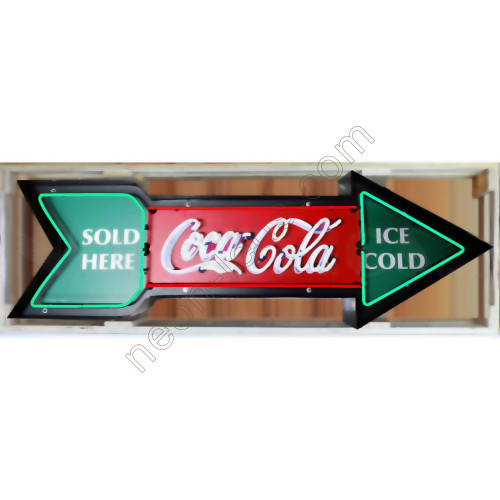 COCA-COLA ARROW NEON SIGN IN SHAPED METAL CAN-WL-COC52
