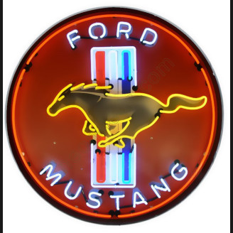 MUSTANG RED NEON SIGN in steel can