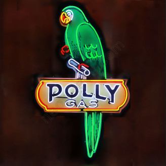 POLLY GAS NEON SIGN in shaped steel can
