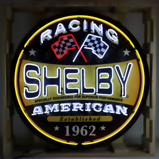 SHELBY RACING ROUND NEON SIGN in steel can