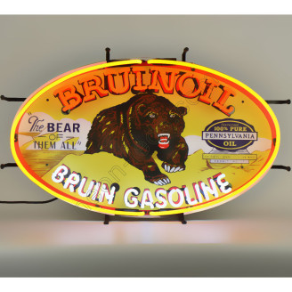 BRUINOIL BRUIN GASOLINE NEON AUTO SIGN