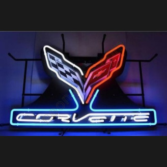 Chevy Corvette C7 Emblem Neon Auto Sign