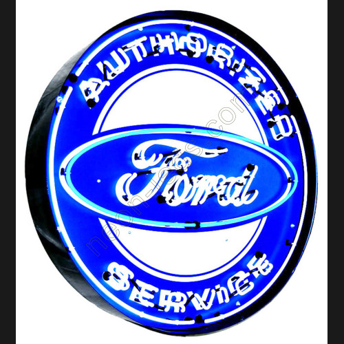 Authorized Ford Service Neon Sign in steel can-WL-FORD-1601