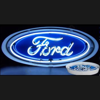 Ford Oval NEON Auto Sign in a steel can