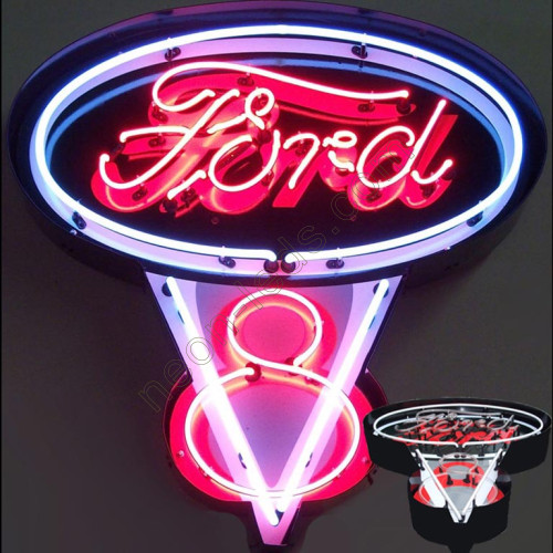 Ford V8 NEON Sign in steel can-WL-FORD118