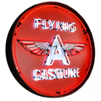 Flying A Gasoline Steel Can Neon Sign