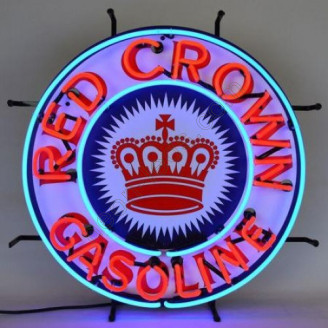 Red Crown Gasoline Neon Auto Sign