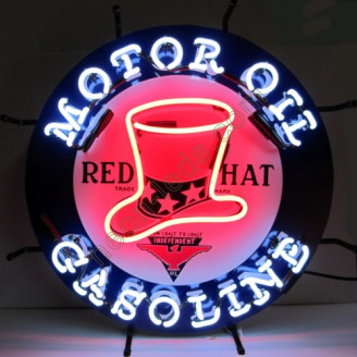 Red Hat Motor Oil Gasoline Neon Auto Sign