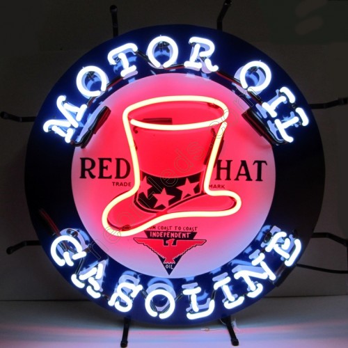 Red Hat Motor Oil Gasoline Neon Auto Sign-WL-MOG182