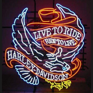 Harley Davidson Eagle Live To Ride Neon Motorcycle Sign