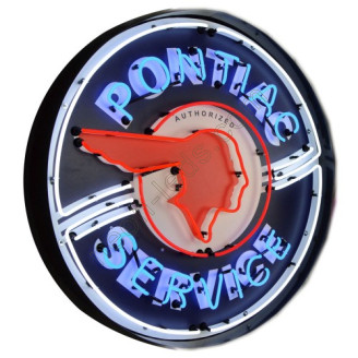 Pontiac Service Neon Sign in steel can