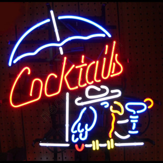 Cocktails And Parrot Neon Sign