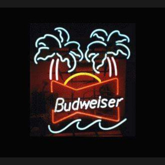 Bud Dual Palm Trees Neon Beer Sign