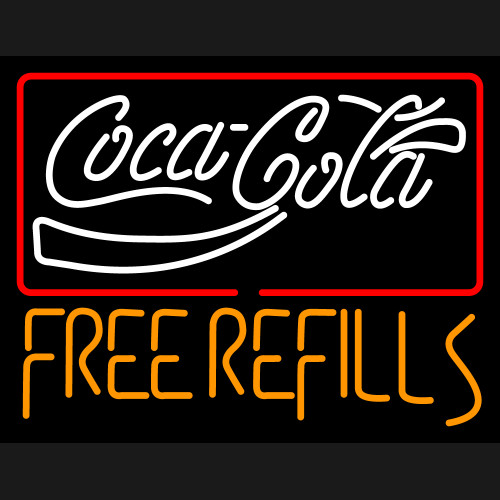 Coca Cola Free Refill Neon Beer Sign