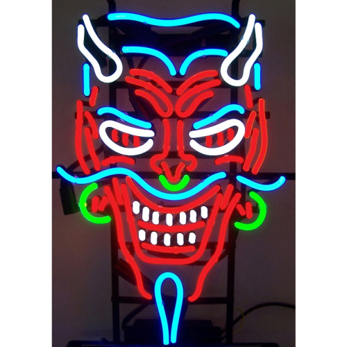 Devil's Head Tattoo Piercing Neon Sign