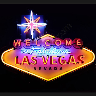 WELCOME TO FABULOUS LAS VEGAS NEON SIGN IN SHAPED STEEL CAN