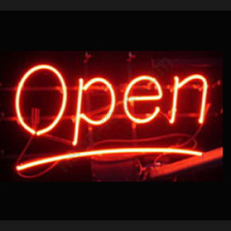 Red color neon open sign
