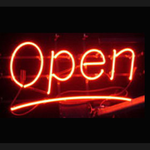 Red color neon open sign