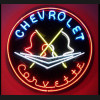 Chevrolet Corvette C1 Flags and Blue Ring Neon Auto Sign
