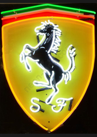 Ferrari neon auto sign with background