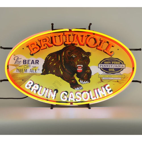 BRUINOIL BRUIN GASOLINE NEON AUTO SIGN