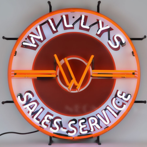 JEEP WILLYS SALES SERVICE NEON AUTO SIGN