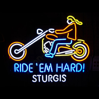 Ride EM Hard Sturgis neon motorcycle sign