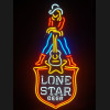 LONE STAR BEER Cowgirl Guitar Neon Sign