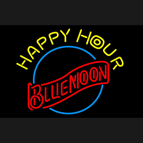 Happy hours.ue moon neon beer sign
