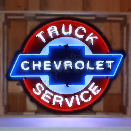 CHEVY TRUCK SERVICE NEON SIGN IN SHAPED STEEL CAN,WL-CHV43