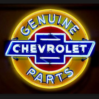Genuine Chevrolet Parts Neon Sign in a steel can