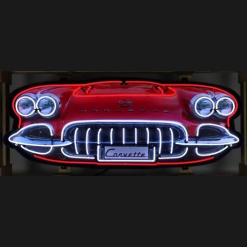 Corvette C1 Grill Neon Sign in a Steel Can
