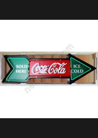 COCA-COLA ARROW NEON SIGN IN SHAPED METAL CAN COCA-COLA ARROW NEON SIGN IN SHAPED METAL CAN