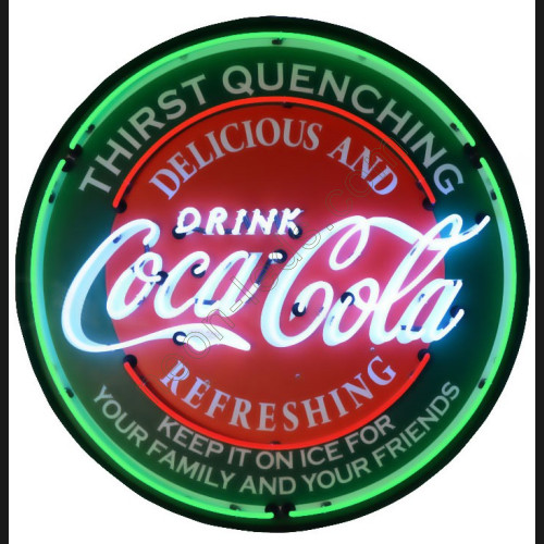 COCA-COLA EVERGREEN NEON SIGN in a steel can,WL-COC51