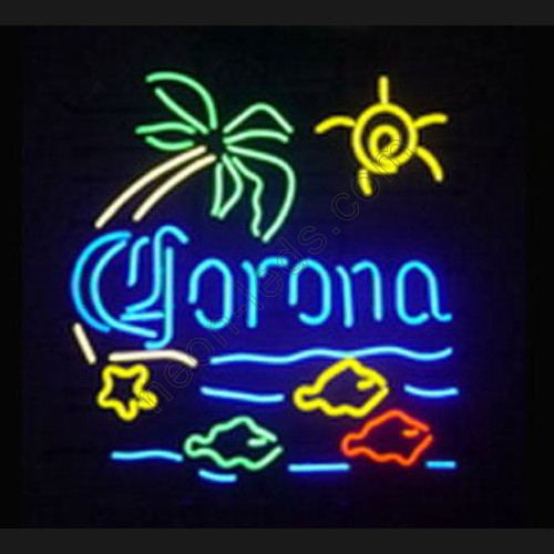 Corona Tropical Fish W Palm Tree Neon Sign WL-NBN020