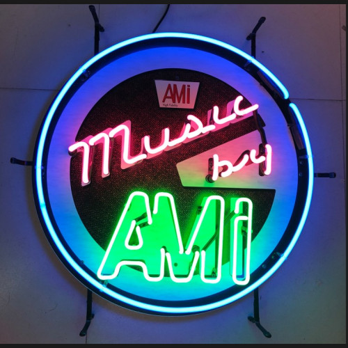 Music by AMI neon sign