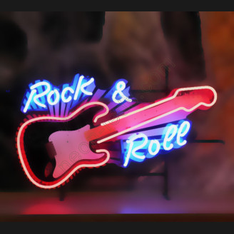 Rock n Roll guitar neon sign