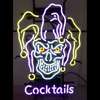 Jester Skull Cocktails Neon Sign