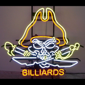 Pirate Skull Billiards Neon Sign