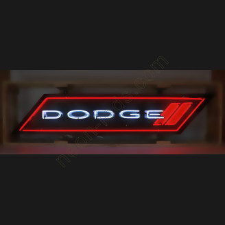 DODGE NEON SIGN IN SHAPED STEEL CAN