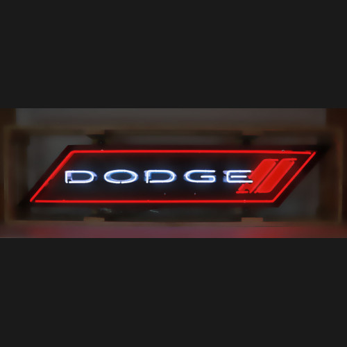 DODGE NEON SIGN IN SHAPED STEEL CAN