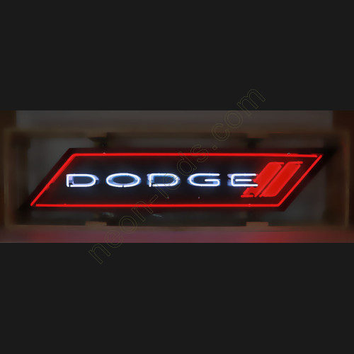 DODGE NEON SIGN IN SHAPED STEEL CAN
