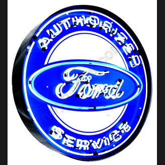 Authorized Ford Service Neon Sign in steel can