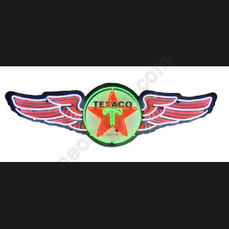 TEXACO WINGS NEON SIGN IN STEEL CAN