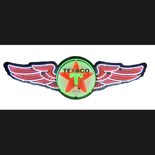 TEXACO WINGS NEON SIGN IN STEEL CAN