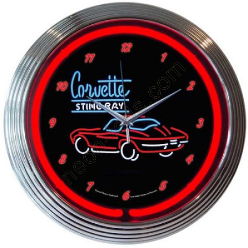 GM Corvette Stingray Neon Clock WL-NCS32 GM Corvette Stingray Neon Clock WL-NCS32