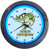 Gold fishing neon clock